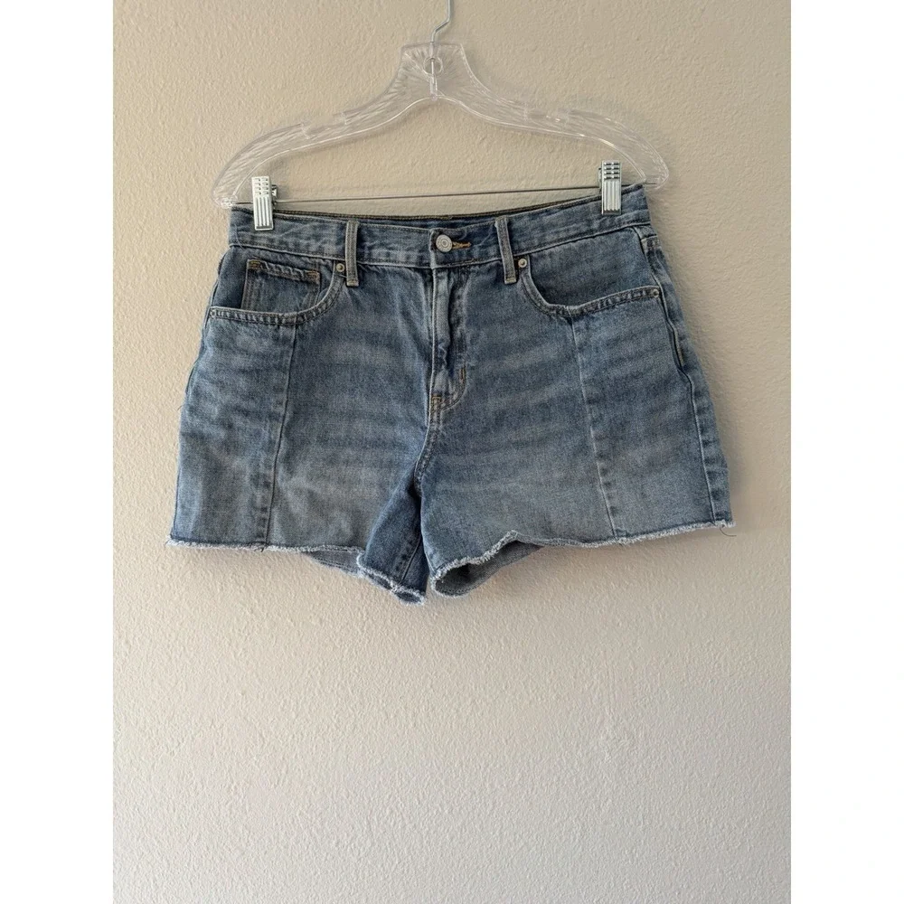 Old Navy Shorts Girls 16 Plus‎ Adjustable Waist Blue Denim High Rise Raw Hem